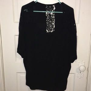 Black Top with Lace Detailing